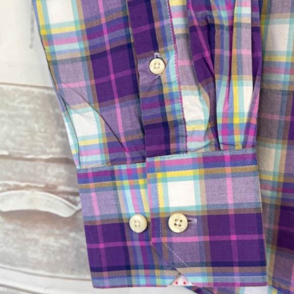 Tallia Mens Purple Plaid Collard Button Up Dress Up Shirt Sz. Medium M 15 1/2 - Picture 9 of 13